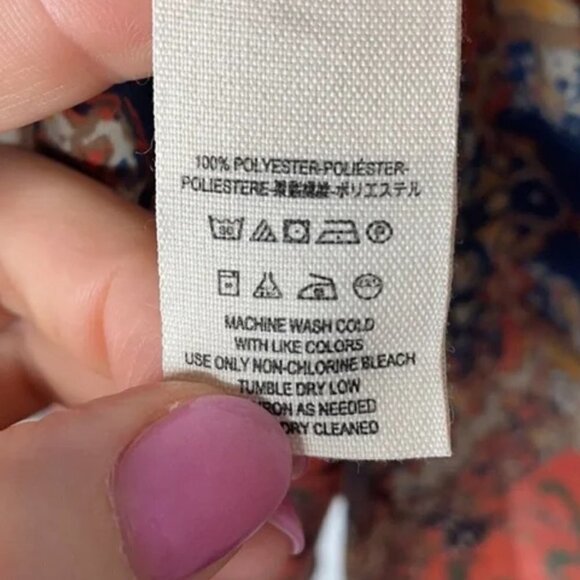 Free People Orange Darcy Super V Printed Blouse - Picture 9 of 11